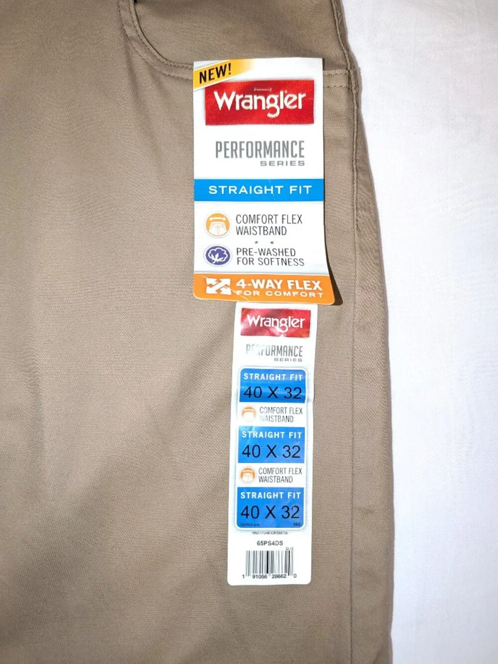 NWT Wrangler Men's | 40x32 Straight Fit Performance Series Khaki Tan Pants